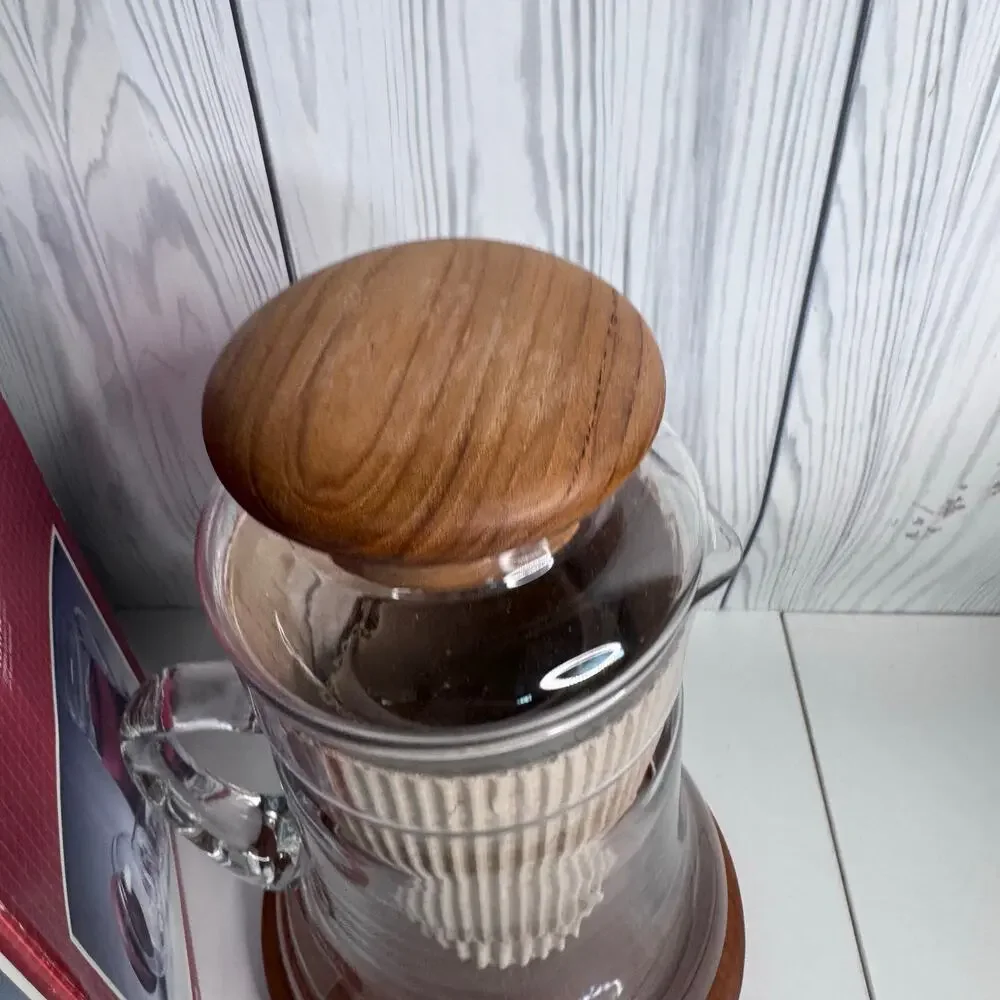 Vintage Towle Teak Wood Glass Pitcher w/ Cooling Ice Insert & Coaster 1985 NEW